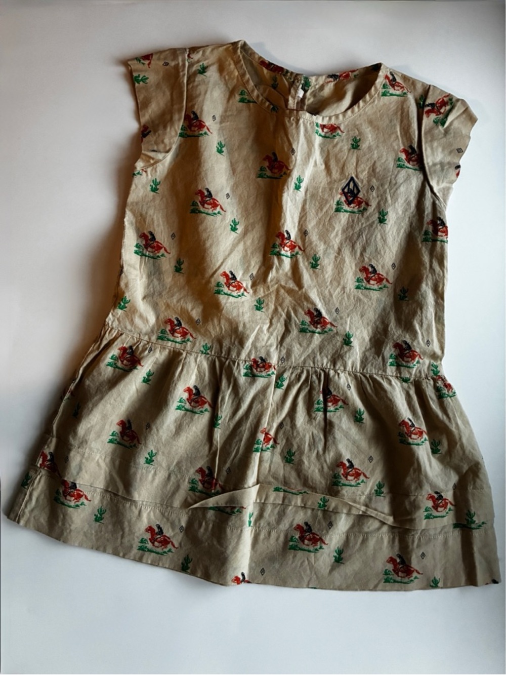 EUC T.A.O Dress with Red & Green Horse Print 4y